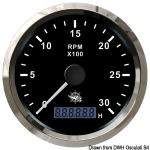 Compte-tours 0-4000 tpm noir/noir