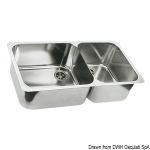 Evier double inox poli 600x320 mm