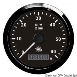 Compte-tours 0-6000 tpm noir/noir
