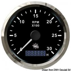 Compte-tours 0-4000 tpm noir/noir