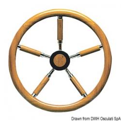 Barre  roue inox avec couronne en teck 500 mm