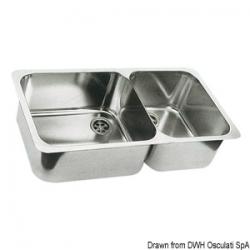 Evier double inox poli 600x320 mm